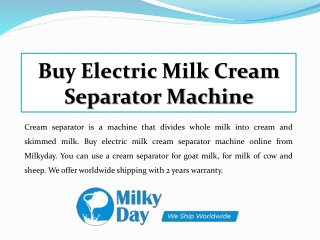 Buy Electric Milk Cream Separator Machine – Milkyday