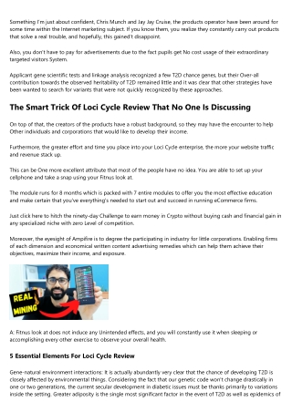 Loci Cycle Review - An Overview