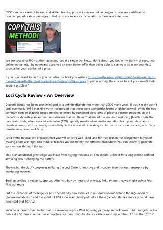 5 Essential Elements For Loci Cycle Review