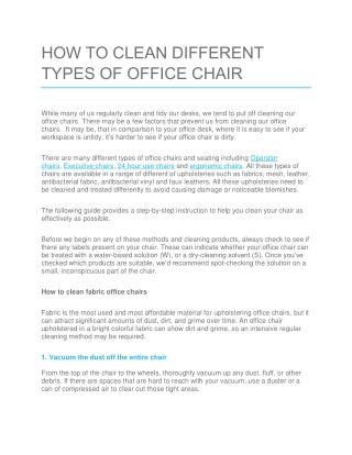 How to clean different types of office chair - Latest News - Office Reality
