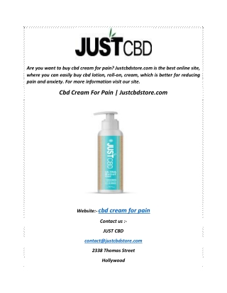 Cbd Cream For Pain  Justcbdstore.com