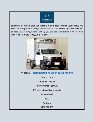 Refrigerated Vans for Rent Brisbane | Slrrentals.com.au