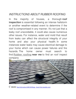 INSTRUCTIONS ABOUT RUBBER ROOFING