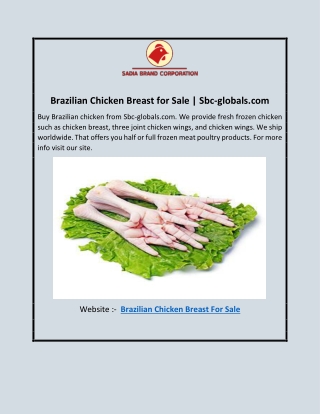 Brazilian Chicken Breast for Sale | Sbc-globals.com