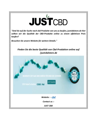 Finden Sie die beste Qualität von Cbd-Produkten online auf justcbdstore.de