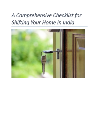 A Comprehensive Checklist For Shifting Your Home In India