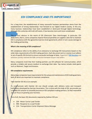 EDI COMPLIANCE AND ITS IMPORTANCE