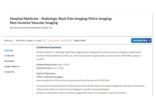 Hospital Medicine &ndash; Radiology Back Pain Imaging; Pelvic Imaging; Non-Invasive Vascular Imaging