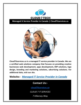 Managed It Service Provider in Canada | Cloud7itservices.ca