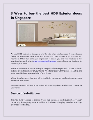 3 Ways to buy the best HDB Exterior doors in Singapore