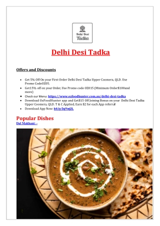 5% Off - Indian Restaurant Upper Coomera | Delhi Desi Tadka, QLD