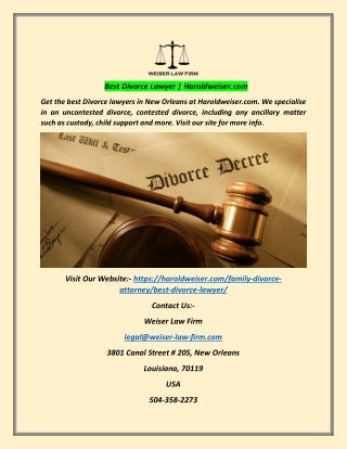 Best Divorce Lawyer | Haroldweiser.com