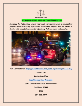 Auto Injury Lawyer Near Me | Haroldweiser.com