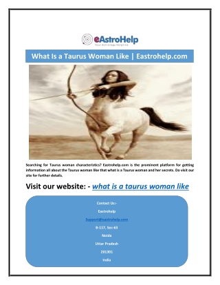 What Is a Taurus Woman Like | Eastrohelp.com