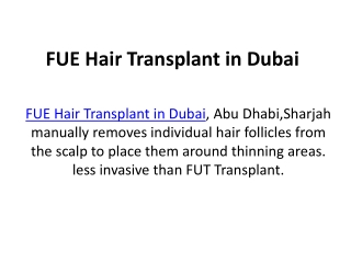 FUE Hair Transplant in Dubai