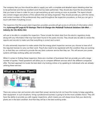 How to Explain Power plant maintenance services to a Five-Year-Old