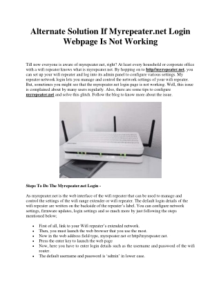 Alternate Solution If Myrepeater.net Login Webpage Is Not Working