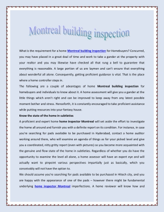 Montreal building inspection