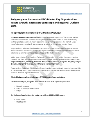 Polypropylene Carbonate (PPC) Market size and Forecast 2026
