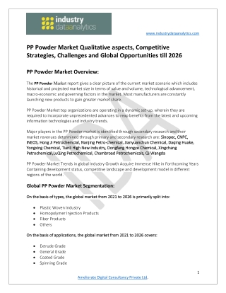 PP Powder Market Growth Analysis, Business Opportunities during Forecast 2026