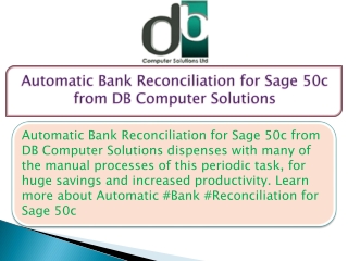 Automatic Bank Reconciliation for Sage 50c from DB Computer Solutions