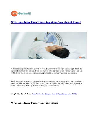 What Are Brain Tumor Warning Signs, You Should Know