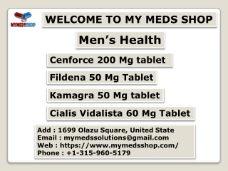 Cialis VIDALISTA 40, 60 MG Tablets in USA