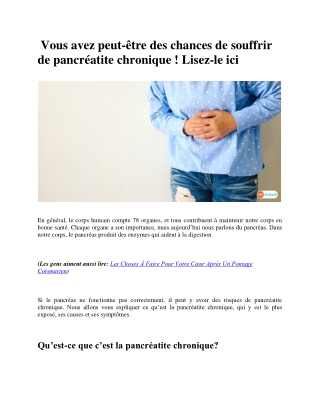 You May Be Chance Of Chronic Pancreatitis! Read It Here