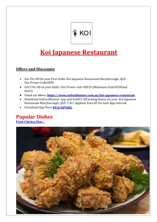 5% Off - Koi Japanese Restaurant Maryborough Delivery, QLD