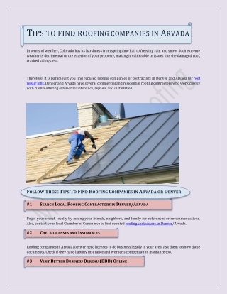 Follow these tips to find roofing companies in Arvada