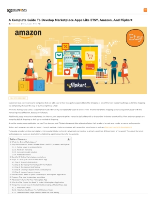 A Complete Guide To Develop Marketplace Apps Like ETSY, Amazon, And Flipkart