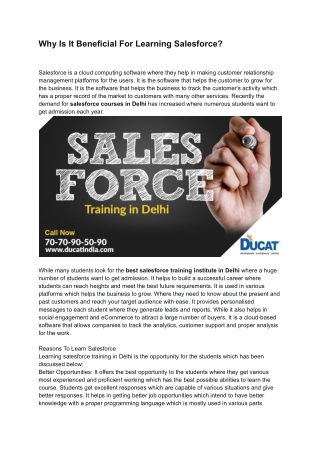 Why It Is Beneficial For Learning Salesforce