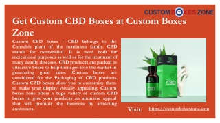 Get Custom CBD Boxes at Custom Boxes Zone