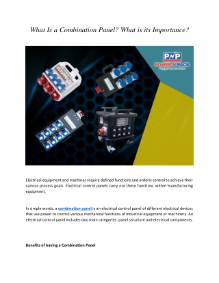 What Is A Combination Panel? What Is Its Importance?