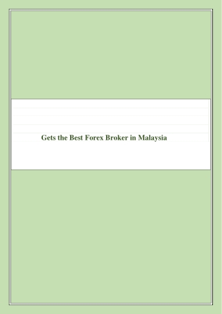 Best Forex Broker in Malaysia