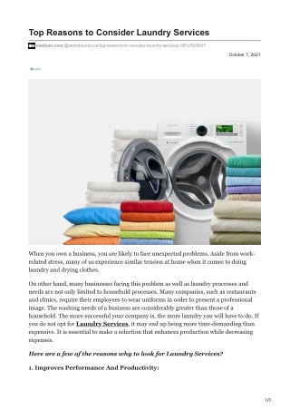 Top Reasons to Consider Laundry Services