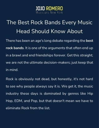 The Best Rock Bands Every Music Head Should Know About | JoJo Romero