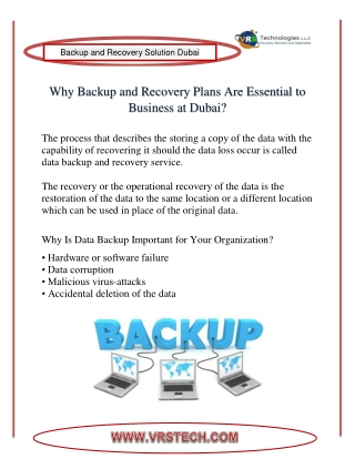 Why Backup and Recovery Plans are Essential to Business at Dubai?