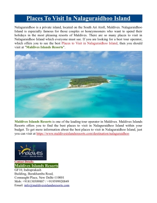 Places To Visit in Nalaguraidhoo Island