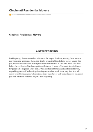 Cincinnati residential movers