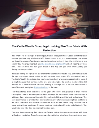 The Castle Wealth Group Legal- Helping Plan Your Estate With Perfection