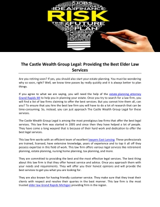 The Castle Wealth Group Legal-Providing the Best Elder Law Services