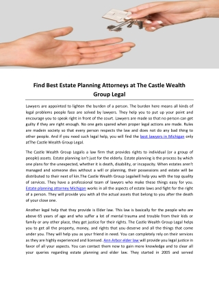 Find Best Estate Planning Attorneys at The Castle Wealth Group Legal