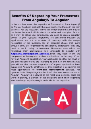 Benefits Of Upgrading Your Framework From AngularJS To Angular