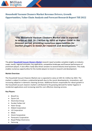Household Vacuum Cleaners Market