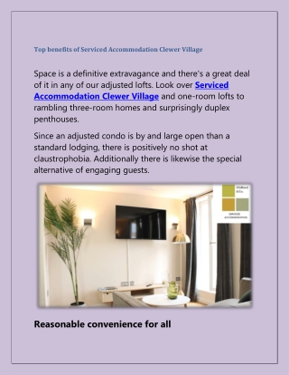 Find the Serviced Accommodation in Clewer Village