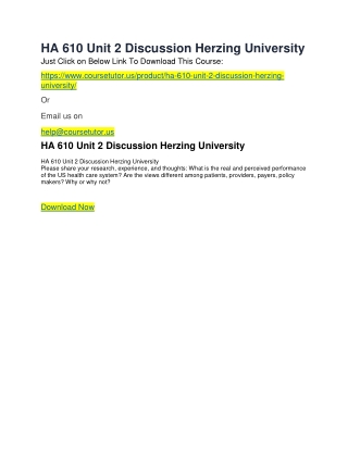 HA 610 Unit 2 Discussion Herzing University