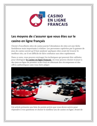 Les moyens de s'assurer que vous êtes sur le casino en ligne français