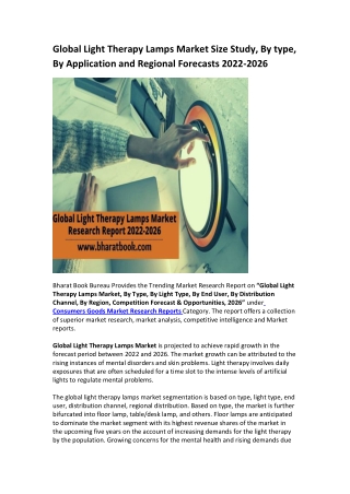 Global Light Therapy Lamps Market Size Study