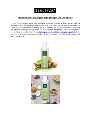 Importance of Choosing the Right Shampoo and Conditioner